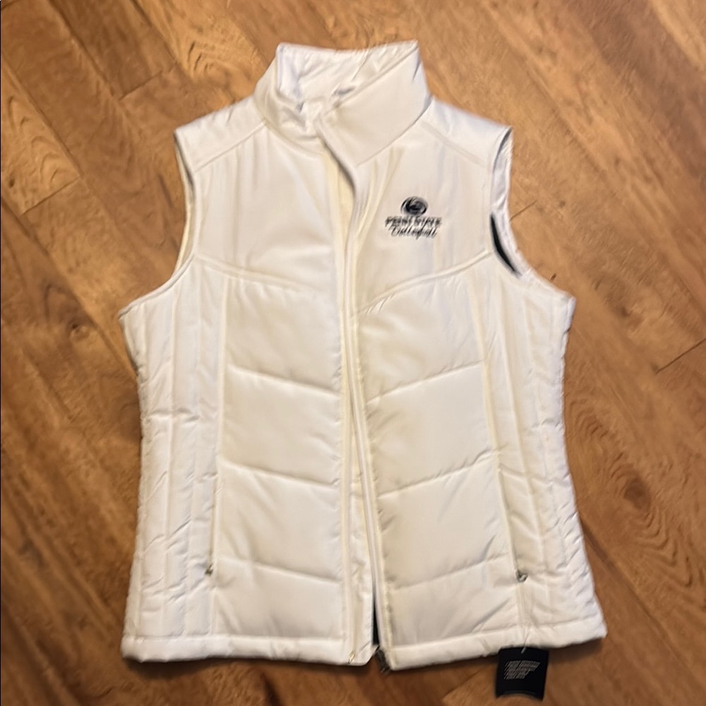 Port Authority White Quilted Vest with Stand-Up Neck